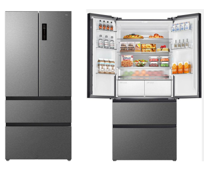 Lodówka Side by Side Lodówka TCL RC532FXE0EU French Door Free Built-In No Frost 190cm Srebrna Do Obudowy 532L
